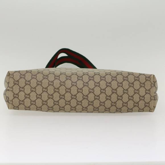 GUCCI GG Plus Canvas Web Sherry Line Tote Bag Beige Red Green Auth ep1048 - Picture 5 of 16